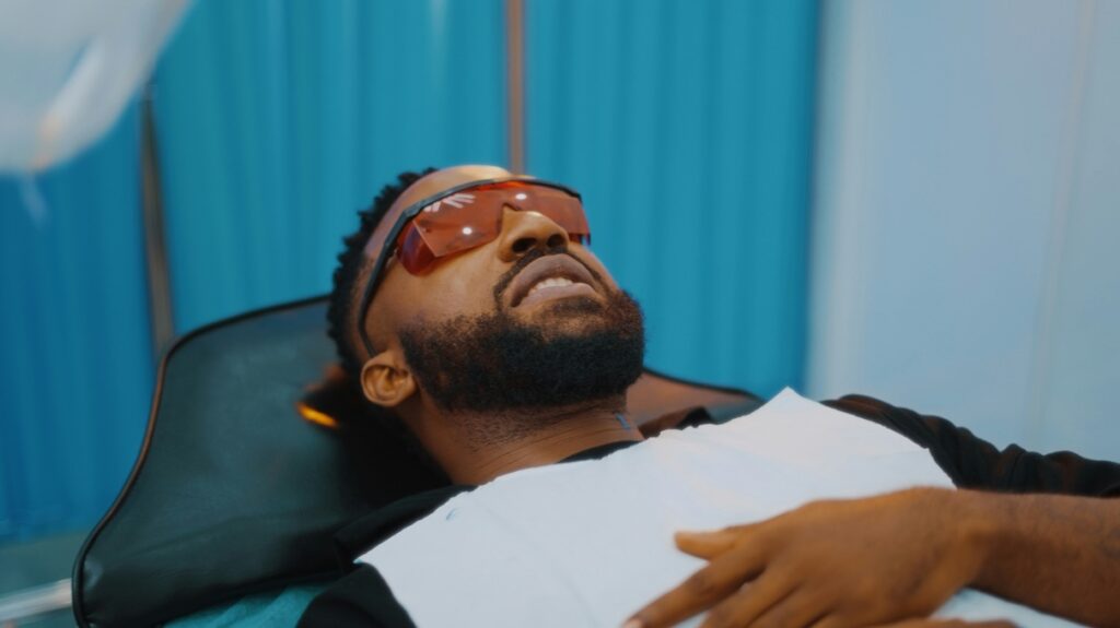 Person donating plasma for extra money while taking a nap
